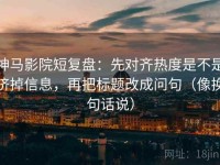 神马影院短复盘：先对齐热度是不是挤掉信息，再把标题改成问句（像换句话说）