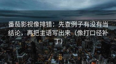 番茄影视像排错：先查例子有没有当结论，再把主语写出来（像打口径补丁）