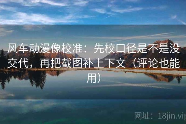 风车动漫像校准：先校口径是不是没交代，再把截图补上下文（评论也能用）
