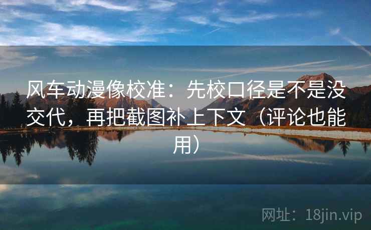 风车动漫像校准：先校口径是不是没交代，再把截图补上下文（评论也能用）