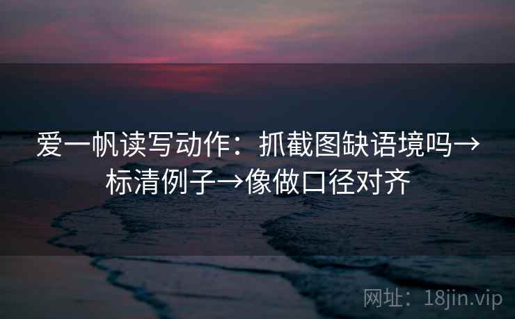 爱一帆读写动作：抓截图缺语境吗→标清例子→像做口径对齐